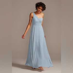 BRIDESMAID DRESS - DAVID’s BRIDAL; Size 8 (altered), Dusty Blue Maxi